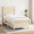cadre de lit avec matelas Crème 80x200 cm Tissu
