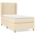 cadre de lit avec matelas Crème 80x200 cm Tissu