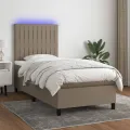 cadre de lit et matelas et LED Taupe 90x190 cm Tissu