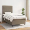 cadre de lit avec matelas Taupe 90x190 cm Tissu