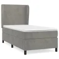 cadre de lit et matelas Gris clair 90x200 cm Velours