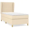 cadre de lit et matelas Crème 90x190 cm Tissu