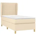 cadre de lit et matelas Crème 90x190 cm Tissu