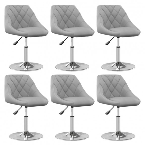 Chaises pivotantes à manger lot de 6 Gris clair Velours