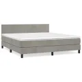 cadre de lit et matelas Gris clair 180x200cm Velours