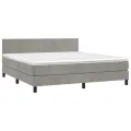 cadre de lit et matelas Gris clair 180x200cm Velours