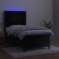 cadre de lit matelas et LED Noir 90x200 cm Velours