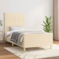 Cadre de lit avec tête de lit Crème 90x190 cm Tissu
