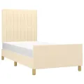 Cadre de lit avec tête de lit Crème 90x190 cm Tissu