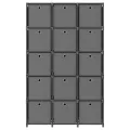 Étagère à 15 cubes avec boîtes Gris 103x30x175,5 cm Tissu