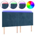 Tête de lit à LED Bleu foncé 160x5x118/128 cm Velours