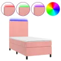 cadre de lit avec matelas LED Rose 90x200 cm Velours