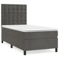 cadre de lit et matelas Gris foncé 90x200 cm Velours