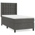 cadre de lit et matelas Gris foncé 90x200 cm Velours