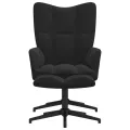 Chaise de relaxation avec repose-pied Noir Velours