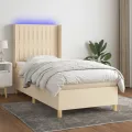cadre de lit matelas et LED Crème 80x200cm Tissu