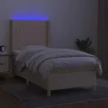 cadre de lit matelas et LED Crème 80x200cm Tissu