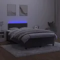 cadre de lit et matelas LED noir 120x190 cm velours