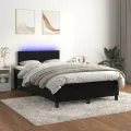 cadre de lit et matelas LED noir 120x190 cm velours