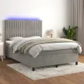 cadre de lit avec matelas LED Gris clair 140x190 cm