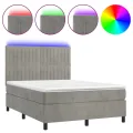 cadre de lit avec matelas LED Gris clair 140x190 cm