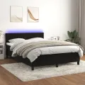 cadre de lit avec matelas et LED Noir 140x200 cm
