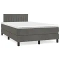 cadre de lit et matelas Gris foncé 120x200cm Velours