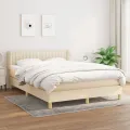 cadre de lit avec matelas Crème 140x190 cm Tissu