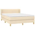 cadre de lit avec matelas Crème 140x190 cm Tissu