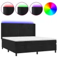 cadre de lit matelas et LED Noir 180x200 cm Velours