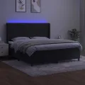 cadre de lit matelas et LED Noir 180x200 cm Velours