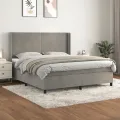 cadre de lit et matelas Gris clair 180x200cm Velours