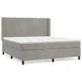 cadre de lit et matelas Gris clair 180x200cm Velours