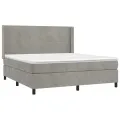 cadre de lit et matelas Gris clair 180x200cm Velours