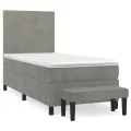 cadre de lit et matelas Gris clair 90x190 cm Velours