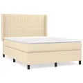 cadre de lit avec matelas Crème 140x200 cm Tissu