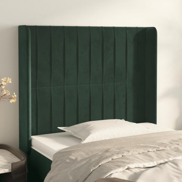 Tête de lit avec oreilles Vert foncé 83x16x118/128 cm Velours