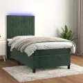 cadre de lit matelas LED Vert foncé 90x190cm Velours
