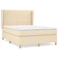 cadre de lit avec matelas Crème 140x190 cm Tissu