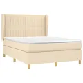 cadre de lit avec matelas Crème 140x190 cm Tissu