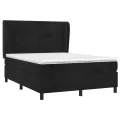 cadre de lit avec matelas Noir 140x190 cm Velours