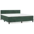 cadre de lit et matelas Vert foncé 180x200cm Velours