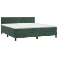 cadre de lit et matelas Vert foncé 180x200cm Velours