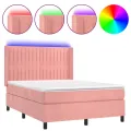 cadre de lit matelas et LED Rose 140x190 cm Velours