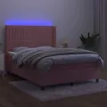 cadre de lit matelas et LED Rose 140x190 cm Velours