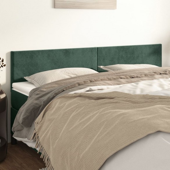 Têtes de lit 2 pcs Vert foncé 90x5x78/88 cm Velours