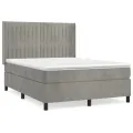 cadre de lit et matelas Gris clair 140x190cm Velours