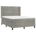 cadre de lit et matelas Gris clair 140x190cm Velours