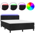 cadre de lit avec matelas et LED Noir 140x190 cm