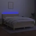 cadre de lit avec matelas LED Crème 140x190 cm Tissu